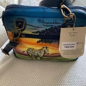 Anuschka  Crossbody Purse Zebra Sunset. 1 Zip Around Organizer . New with Tags